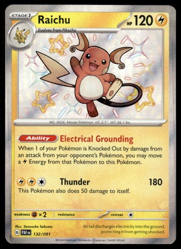 Pokemon TCG SV: Paldean Fates #132/091 Raichu NM