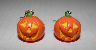 Vintage Hallmark Halloween Jack O' Lantern Earrings 1990 Pumpkins EUC