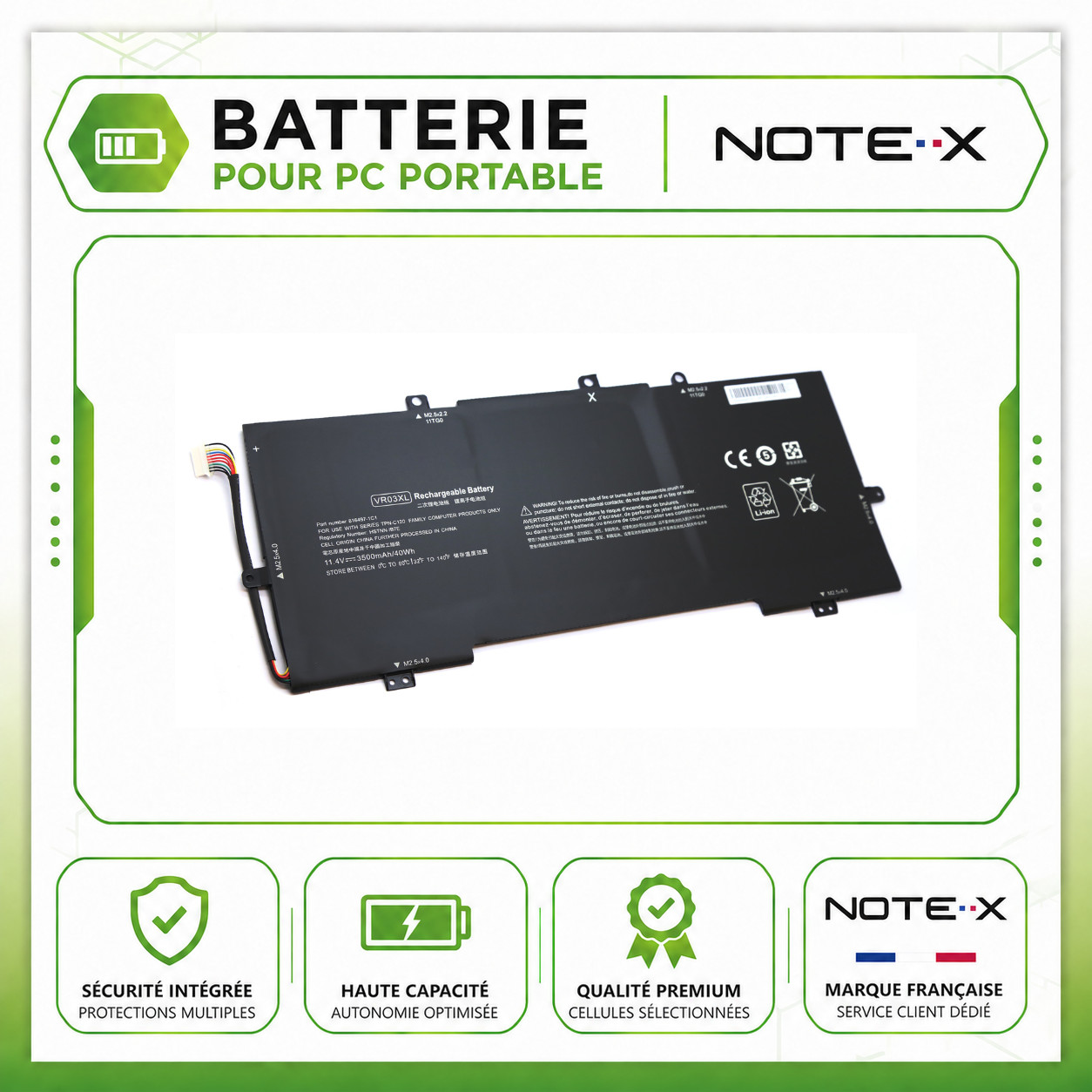 Batterie VR03XL pour ordinateur HP Envy 13-D 11.4V 3500mAh