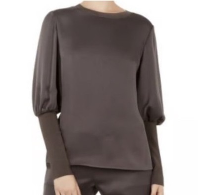 NWT! Ted Baker Women Sz 4/10 Ted Says Relax Tiliey Puff-Sleeve Top Travel Lounge