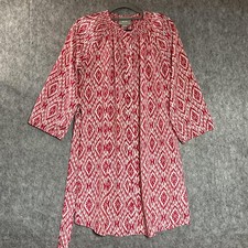 Maeve Dress Womens Small Red White Geometric Shift Boho Tunic Anthropologie