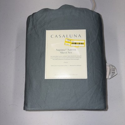 Casaluna 500 Thread Count Supima Sateen Solid Sheet Set Full Size, Teal Green