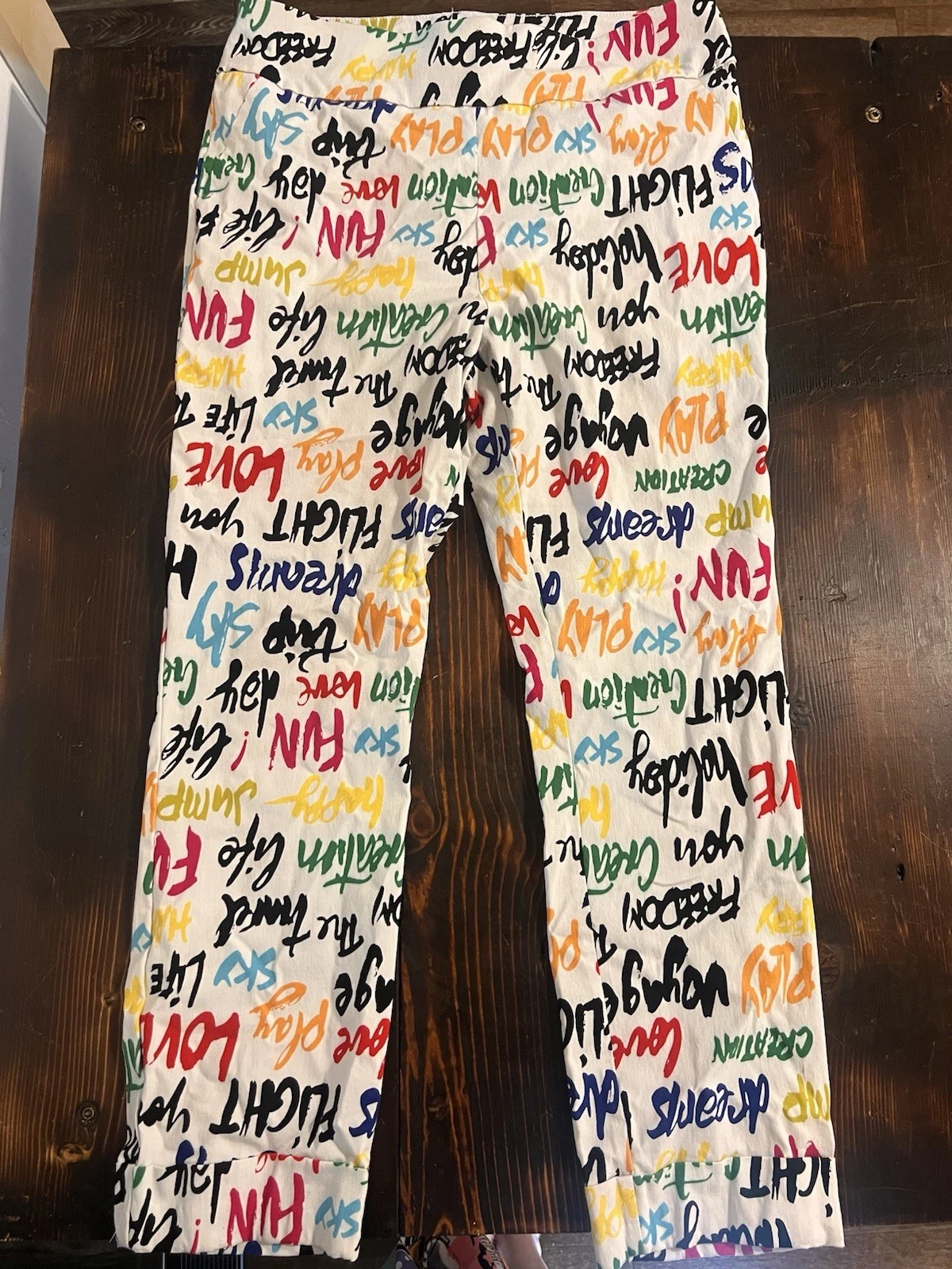Colorful Graffiti Pants- Large Tall- Fun,love, Play, Dream