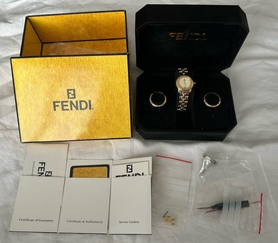 FENDI フェンディ 腕時計 860Ｌゴールド Fendi 860L Ivy and Gold Swiss Made Quartz Watch w/2 Extra Bezels