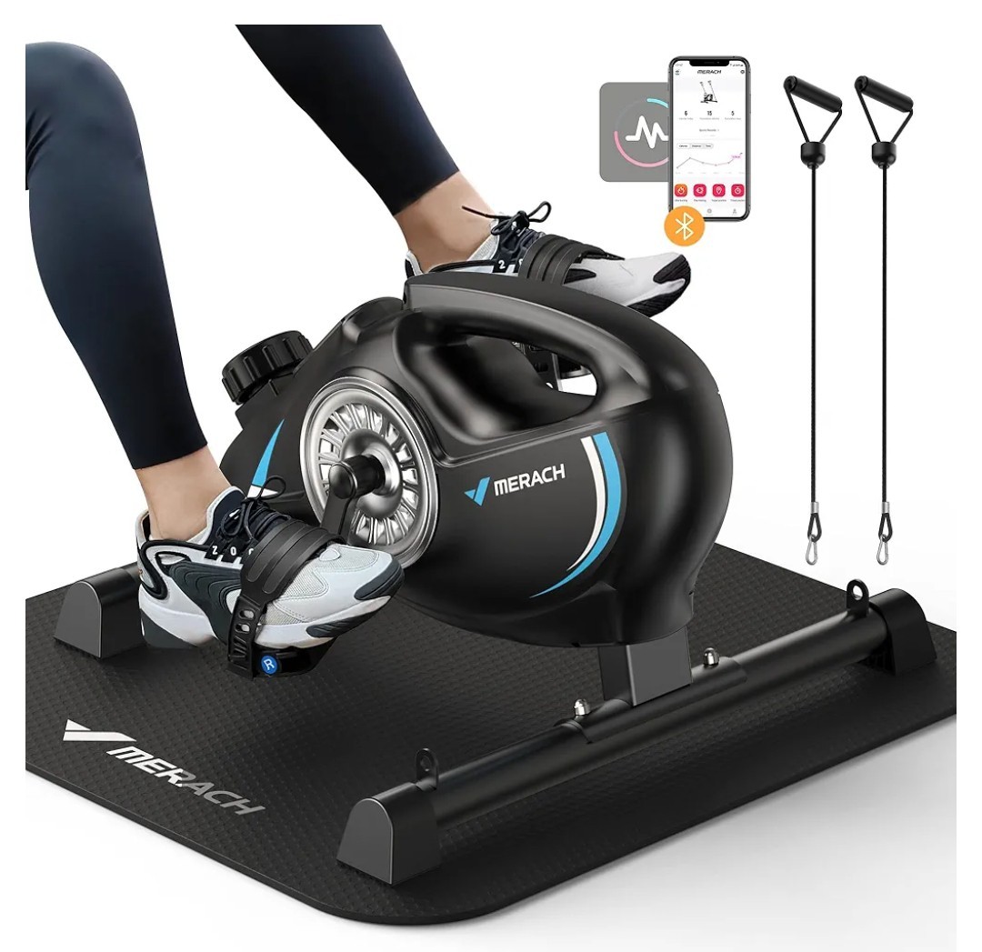 Under Desk Bike Pedal Exerciser, Quiet Magnetic Mini Exercise Bike with...