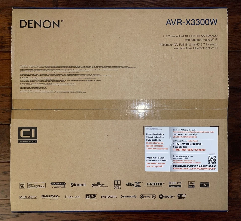 Denon AVR-X3300W 7.2 Ch. 105W 4K HDMI AV Receiver - NEW In Box NIB - Image 3 of 4