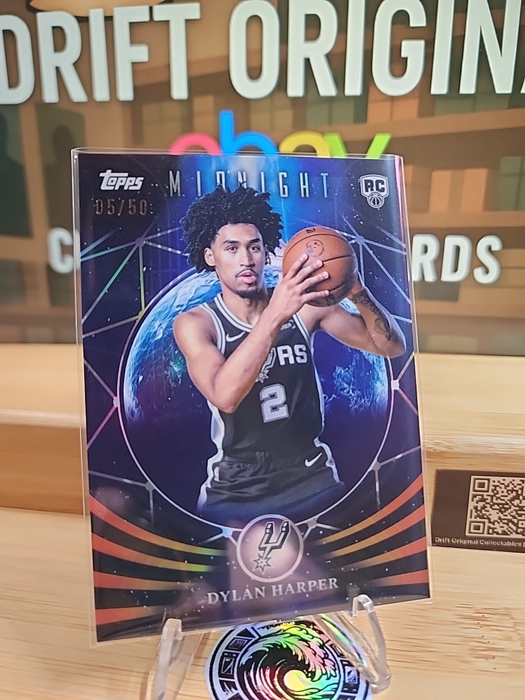 Dylan Harper #05/50, Moonfall Summer Solstice SSP, RC Spurs 25-26 Topps Midnight