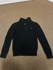 Polo Ralph Lauren Big Boys Checked Cotton Interlock Zip Pullover  Size S 8 
