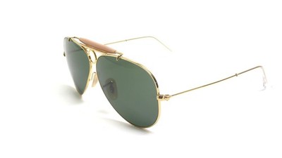 Ray Ban Sunglasses Shooter Metal RB3138 001 Gold w/Green G  display picture 1