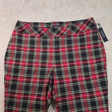 Jones  Co Jones New York Red Plaid Pull On Pants Plus Size 1X TJ52864E NEW