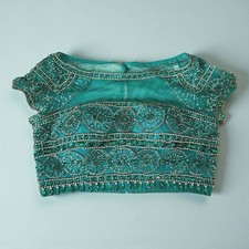 SHERRI HILL Green Embellished Crop Top Size 6