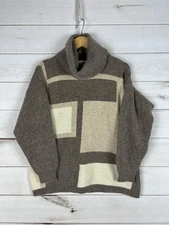 St Bernard Sweater Womens Large 14-16 Geometric Intarsia Wool Angora Pullover