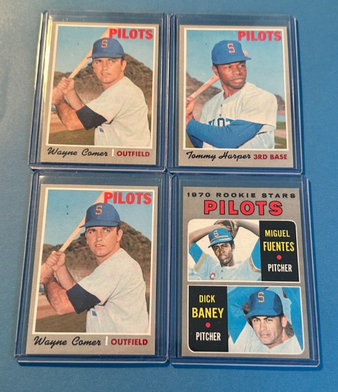 1970 Topps Lot of 4 Seattle Pilots- NM & Nice !
