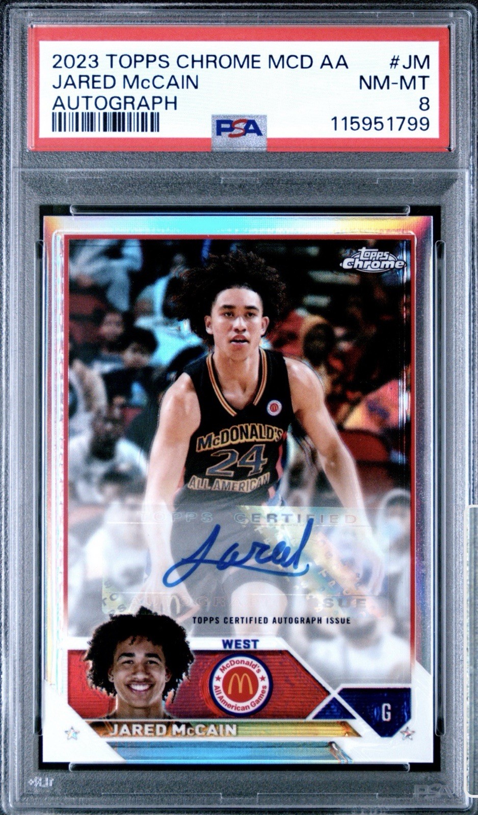 2023 Topps Chrome McDonald's AA Jared McCain Autograph #CA-JM PSA NM MT 8