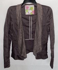 Free People Linen Blend Blazer Lace Shawl Collar Button Front Brown Size 2