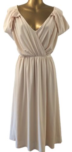 ASOS womens cream cold shoulder draped occasion dress size 14 lined wedding - Afbeelding 1 van 17