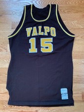 C 1973 VALPARAISO VALPO CRUSADERS SAND KNIT GAME USED WORN BASKETBALL JERSEY