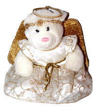 15" Angel Build A Bear Workshop BABW White Bear Gold Wings Dress Halo Sound Chip
