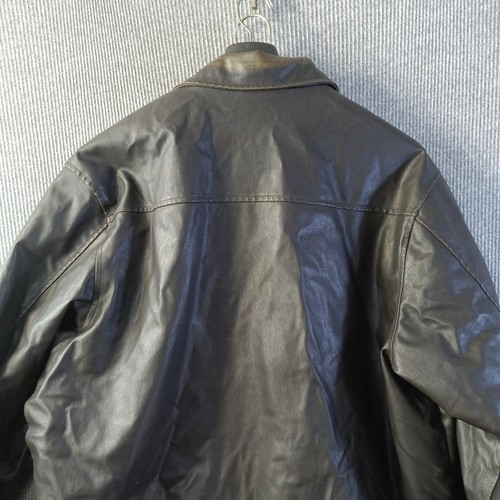 Steve & Barrys Faux Leather Mens Extra Large Brown Bomber Jacket Full Zip Lined - Picture 5 of 19