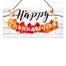 Happy Thanksgiving Door Sign 6"x12" Farmhouse Thanksgiving Door Decorations T...
