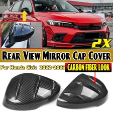 Pair Carbon Style Side Rear View Mirror Cover Cap For Honda Civic 11th 2022-2025
