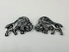 Vintage Pair Rare 77-81 GM Chevrolet Chevy Bison Fender Emblem Part # 2006904 01