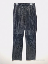 Nine West Women's Black Dress Pants 100% Leather High Rise Straight Suede Size 8