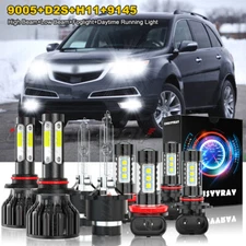 For Acura MDX 2007-2013 8PCS Front LED HID Headlights Hi/Lo+DRL Fog Light Bulbs