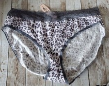 Victoria's Secret Brief Panties Grey Tone Leopard Lace Underwear Sz Large NWT