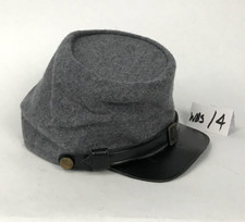 Confederate Civil War Grey Wool Kepi with Leather Brim - Size Small