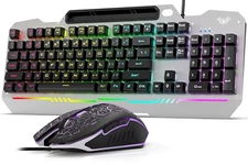 AULA RGB Backlit Gaming Keyboard Mouse Combo, Wired Gaming Set