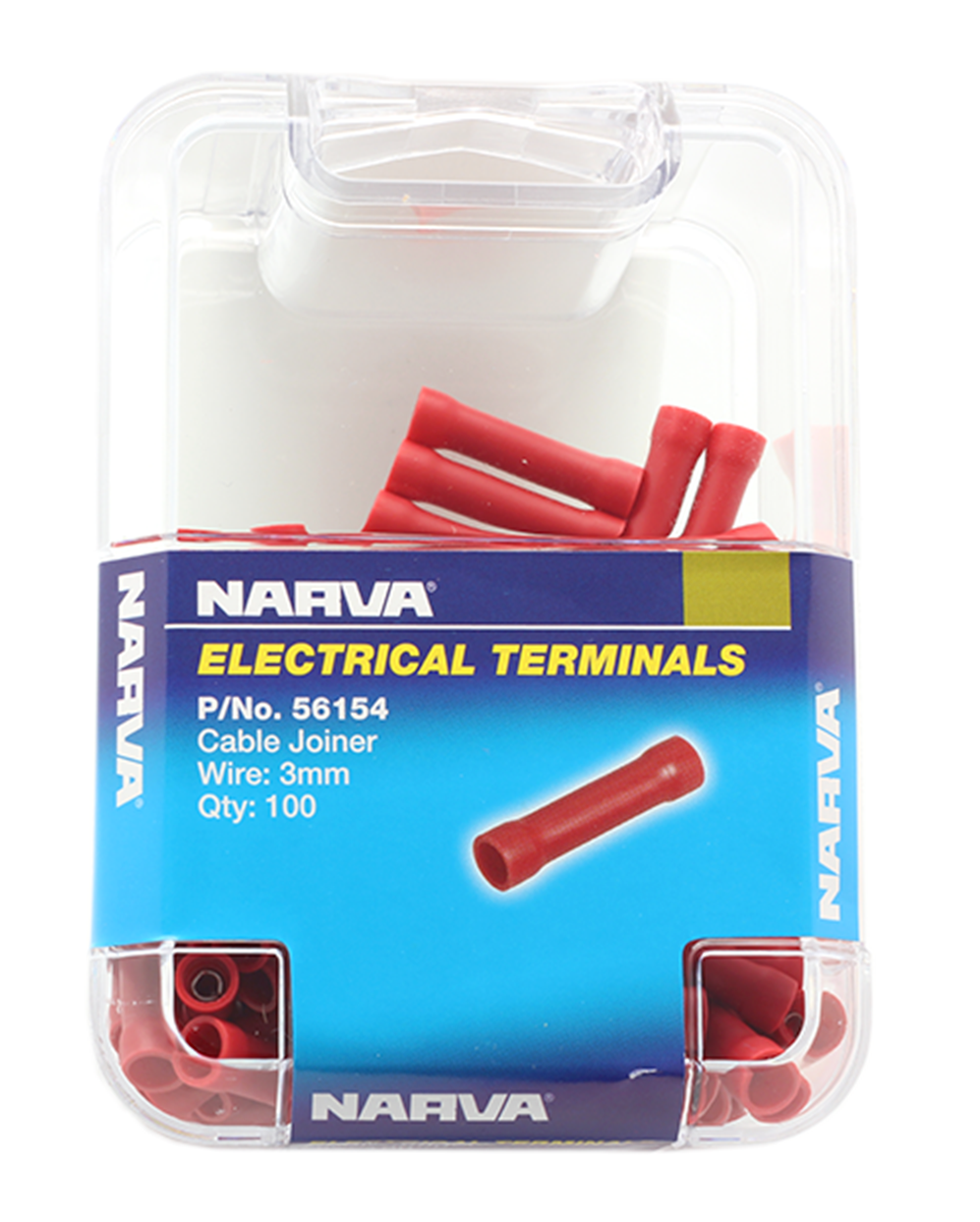 Narva ELECTRICAL TERMINAL CABLE JOINERS 3mm 100Pcs Fully Insulated RED