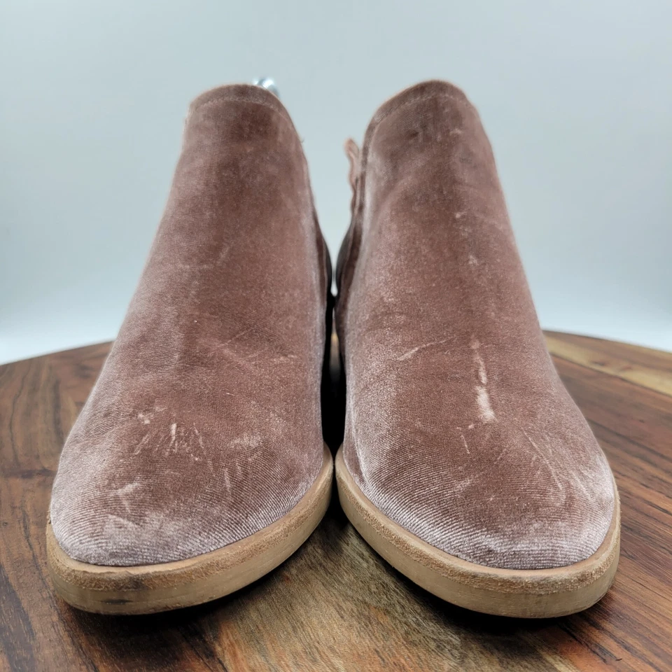 Dolce Vita Tay Ankle Boots Women's 8 Pink Rose Velvet Block Heel Pull On Booties - Image 2 of 4