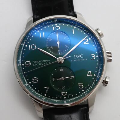 2022 New IWC IW371615 Portugieser 41mm Green Dial Steel Leather Automatic Watch