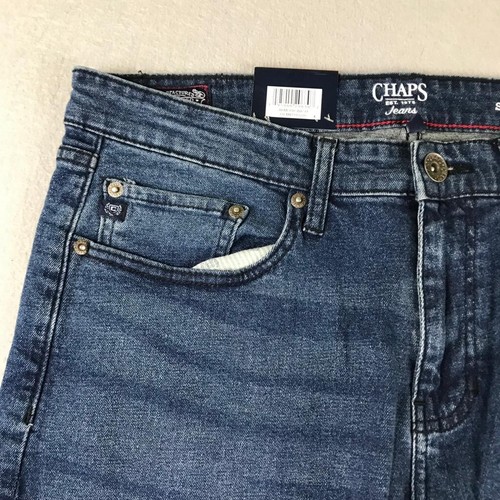 Chaps Jeans Mens 34X30 Blue Denim Armour Wash Straight Fit Spirited Edition NWT - Picture 2 of 18