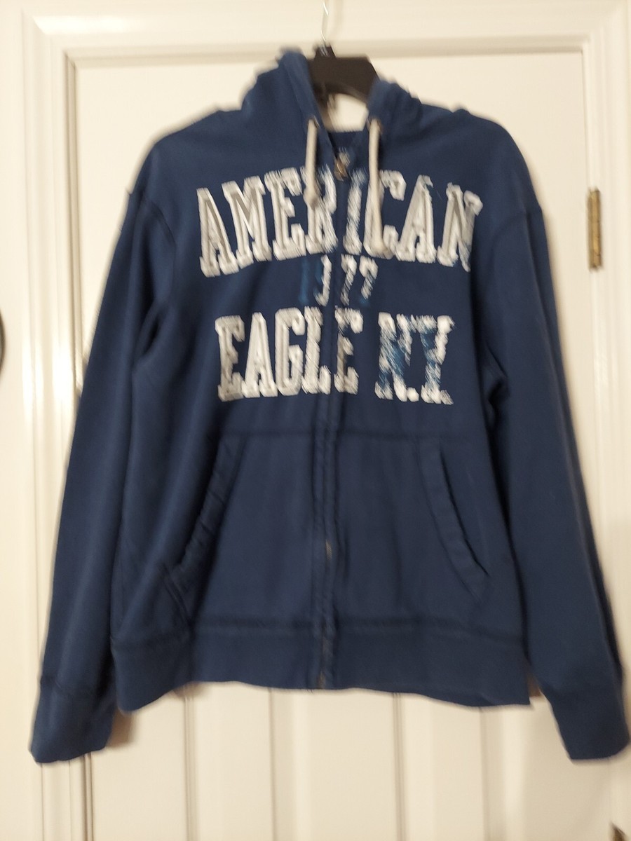 AMERICAN EAGLE OUTFITTERS MENS BLUE NY GRAFIC HOODIE SWEATSHIRT