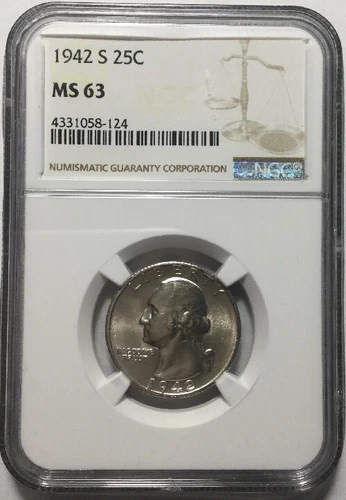 1942-S 25c Washington Quarter NGC MS63 