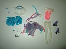 Barbie  Clothes-Ice Skating Costume-2 Pr Skates-Hat-Tights-Accessories-Lot L38