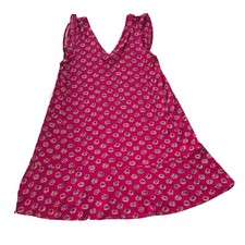 LOFT Dress Floral V-Neck Pink Jersey Knit Stretch Ruffle Boho Cottagecore Large