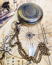 Antique Brass Pocket Compass Push Button Direction Compass Nautical Collectible