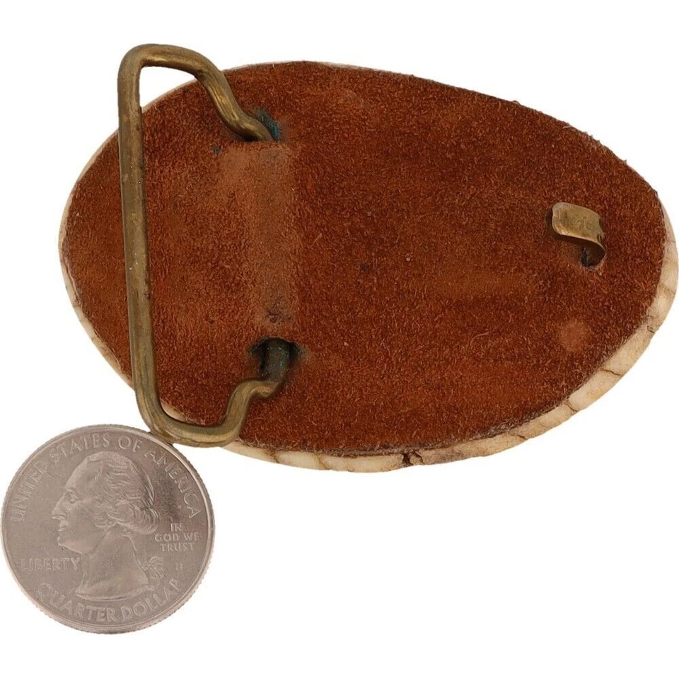 Antler Burr 异国情调木质绿松石手工猎人嬉皮士 NOS 复古皮带扣 — 第 2/4 张图片