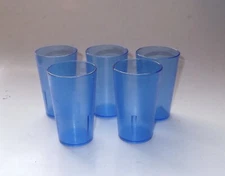 Vintage Blue Juice Tumbler Set NSF Choice Brand Plastic Lot of 5 Restaurant Ware