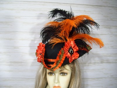 Black Orang Mini Tricorn Pirate Hat 