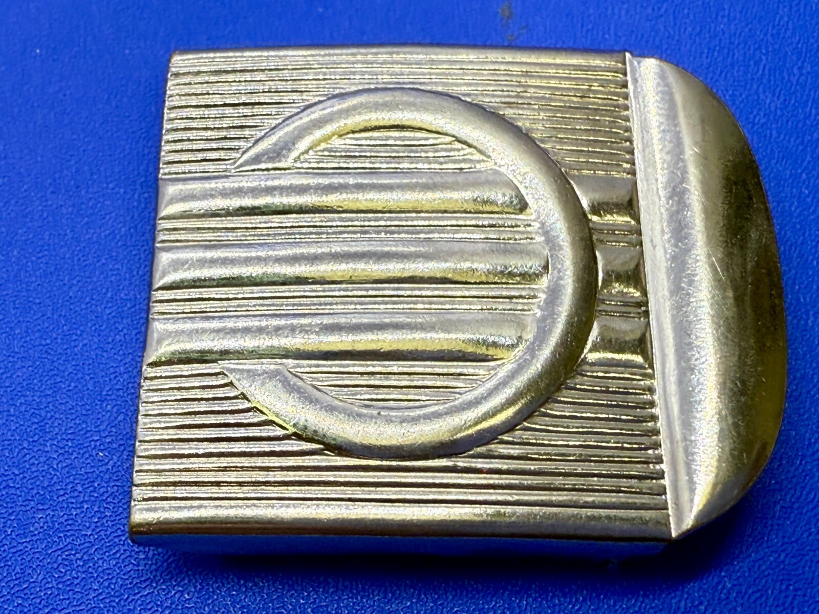 Antique Art Deco Abstract Pattern Solid Brass Vin… - image 1