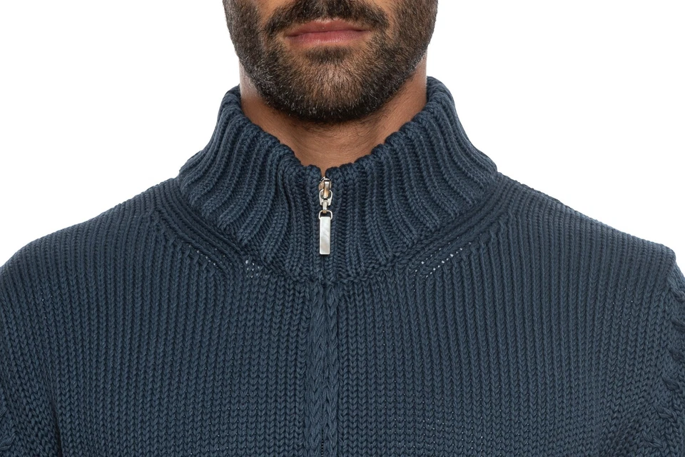 Della Ciana Cashmere Grueso Bomber Cárdigan de Ochos Algodón Grueso Oscuro Azul - Imagen 4 de 4
