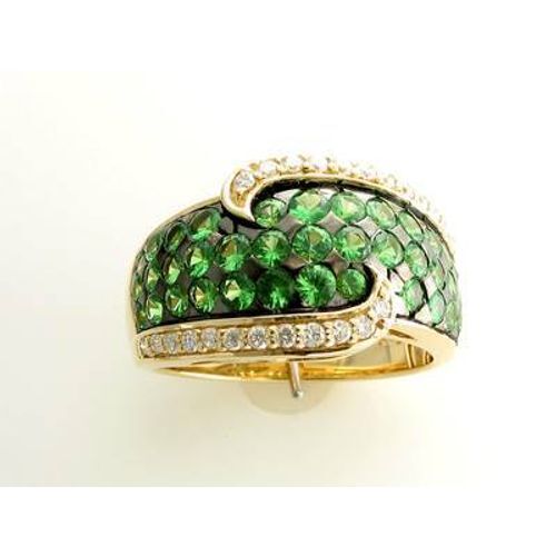 LeVian 14K Yellow Gold Tsavorite Garnet H-I SI1 Diamond 1.76 cts
