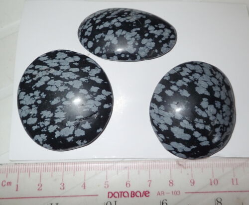 Schneeflocke Obsidian Stein flache Freiform Cabochon - 299 Karat 3 Stck. - Bild 1 von 2