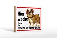 Holzschild Hinweis 18X12 Cm Hier Wache Ich Hunde Holz Deko Schild Wooden Sign