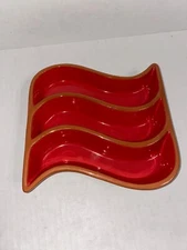 RARE The Main Ingredients Terracotta & Red Glazed Ceramic Olive/Sauce/Dip Bowl