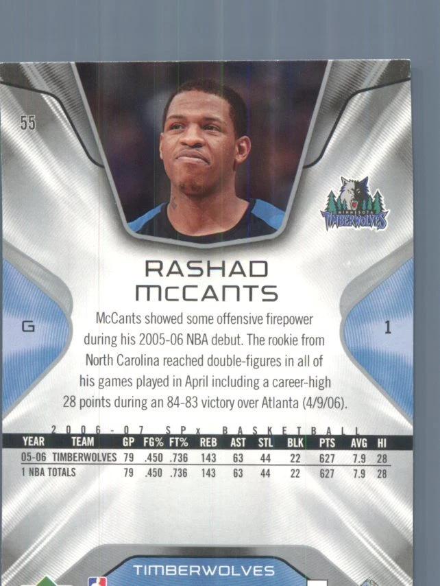2006-07 SPx Minnesota Timberwolves Rashad McCants #55 - Image 2 of 2